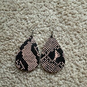 Black and Pink Teardrop Earrings